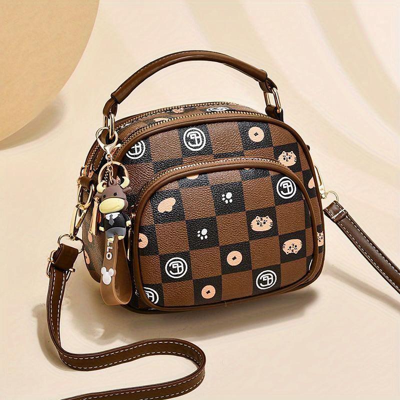 Plaid Pattern Handbags Crossbody Bag Zipper Purses
