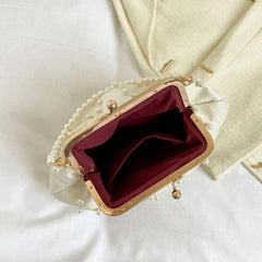 Faux Pearl Handle Crossbody Bag with Chain Strap