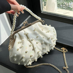 Faux Pearl Handle Crossbody Bag with Chain Strap