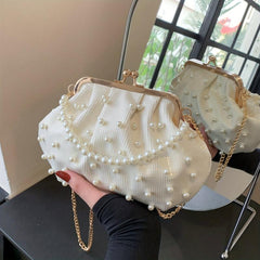 Faux Pearl Handle Crossbody Bag with Chain Strap