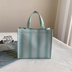 Stripe Canvas Tote Bag Women's Stylish Shopper Bag