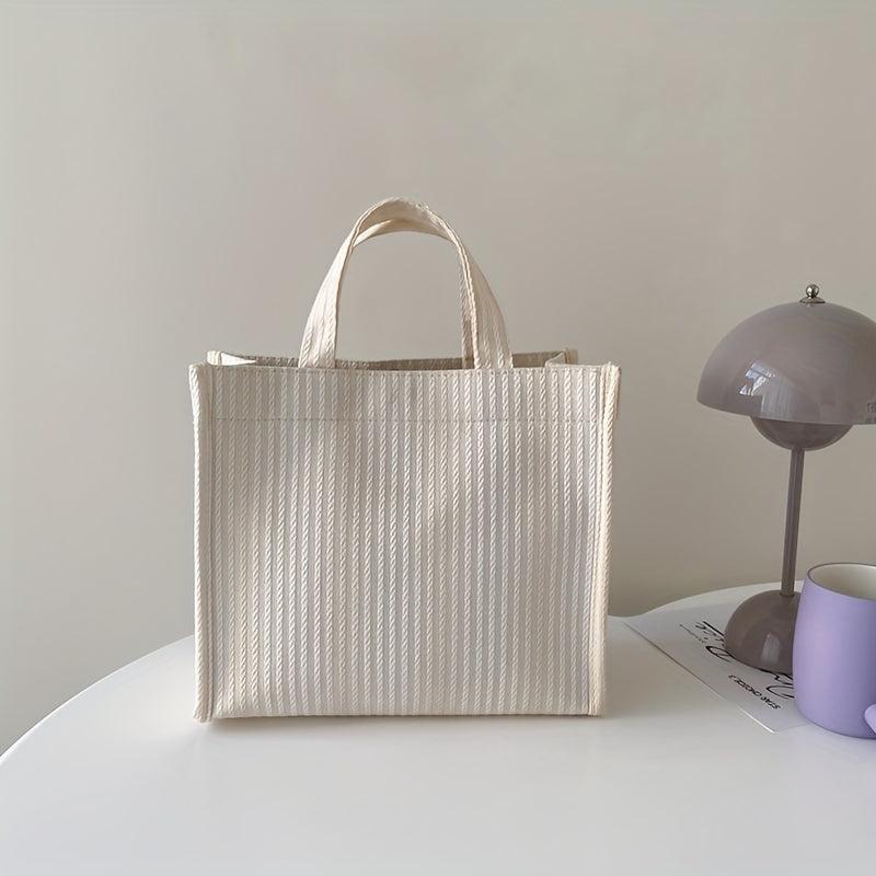 Stripe Canvas Tote Bag Women's Stylish Shopper Bag