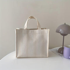 Stripe Canvas Tote Bag Women's Stylish Shopper Bag