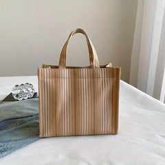 Stripe Canvas Tote Bag Women's Stylish Shopper Bag