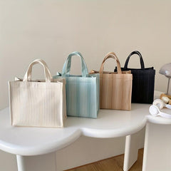 Stripe Canvas Tote Bag Women's Stylish Shopper Bag