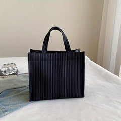 Stripe Canvas Tote Bag Women's Stylish Shopper Bag