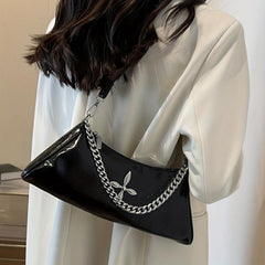 Metal Chain Underarm Bag PU Leather Large Capacity Versatile Bag