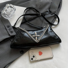 Metal Chain Underarm Bag PU Leather Large Capacity Versatile Bag