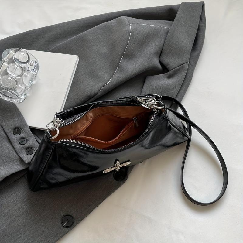 Metal Chain Underarm Bag PU Leather Large Capacity Versatile Bag