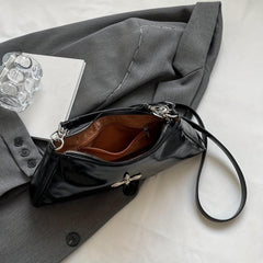 Metal Chain Underarm Bag PU Leather Large Capacity Versatile Bag