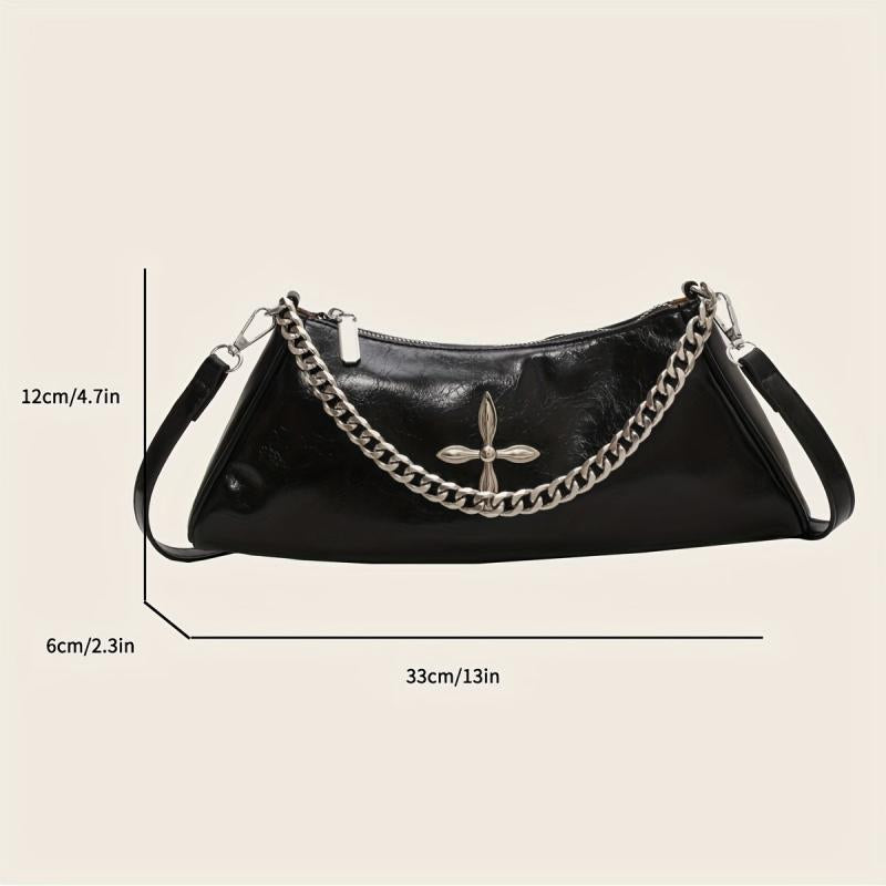 Metal Chain Underarm Bag PU Leather Large Capacity Versatile Bag