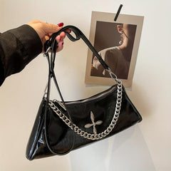 Metal Chain Underarm Bag PU Leather Large Capacity Versatile Bag