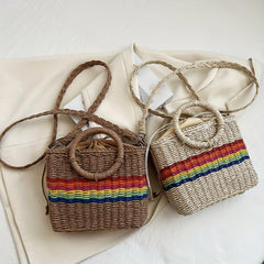 Large Capacity Straw Woven Shoulder Bag Crossbody Handbag