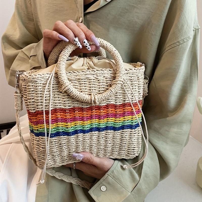 Large Capacity Straw Woven Shoulder Bag Crossbody Handbag