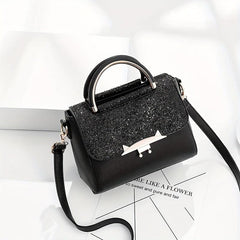 Glitter Decor Square Satchel Bag Flap Crossbody Bag