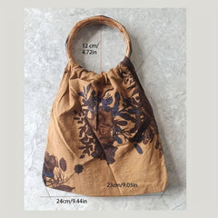 Retro Camellia Pattern Satchel Bag Lightweight Classic Handbag