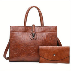 Classic Embossed Tote Bag Retro Handbag All Match Shoulder Bag