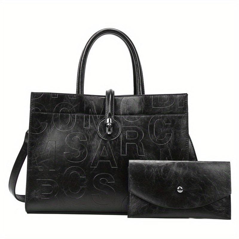 Classic Embossed Tote Bag Retro Handbag All Match Shoulder Bag