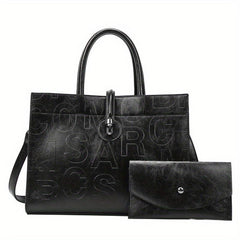 Classic Embossed Tote Bag Retro Handbag All Match Shoulder Bag