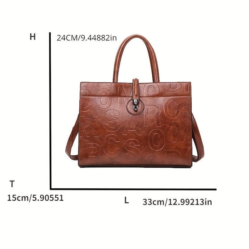 Classic Embossed Tote Bag Retro Handbag All Match Shoulder Bag