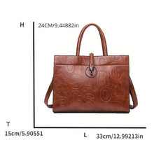 Classic Embossed Tote Bag Retro Handbag All Match Shoulder Bag
