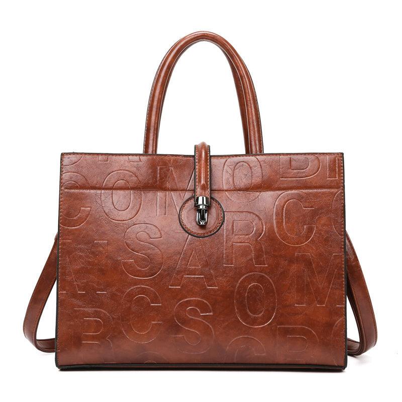 Classic Embossed Tote Bag Retro Handbag All Match Shoulder Bag