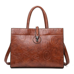 Classic Embossed Tote Bag Retro Handbag All Match Shoulder Bag