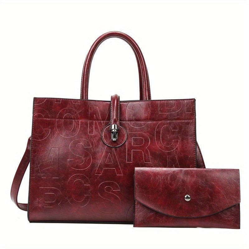 Classic Embossed Tote Bag Retro Handbag All Match Shoulder Bag