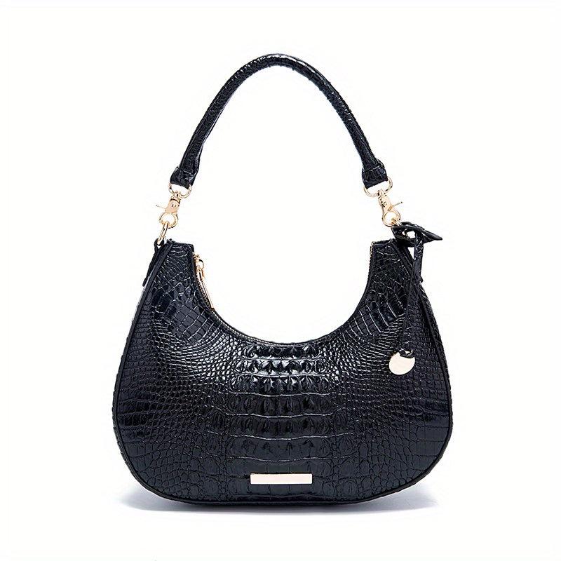 Crocodile Pattern Leather Shoulder Bag for Women