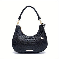 Crocodile Pattern Leather Shoulder Bag for Women