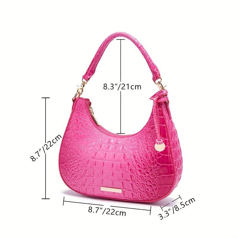 Crocodile Pattern Leather Shoulder Bag for Women