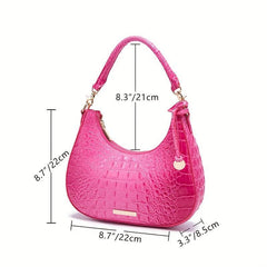 Crocodile Pattern Leather Shoulder Bag for Women