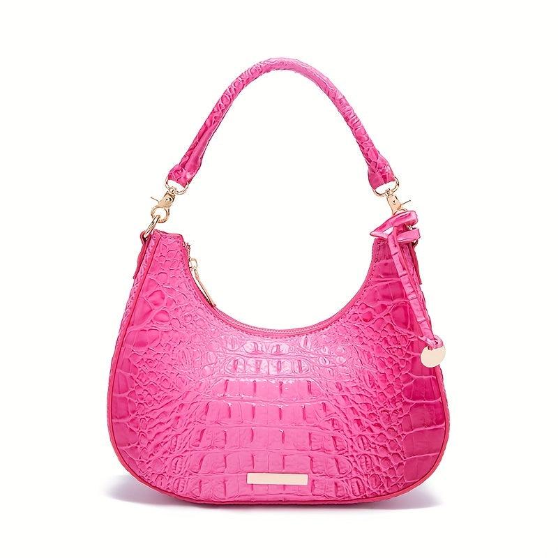 Crocodile Pattern Leather Shoulder Bag for Women