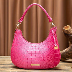 Crocodile Pattern Leather Shoulder Bag for Women