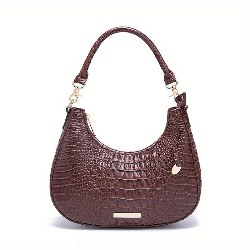 Crocodile Pattern Leather Shoulder Bag for Women