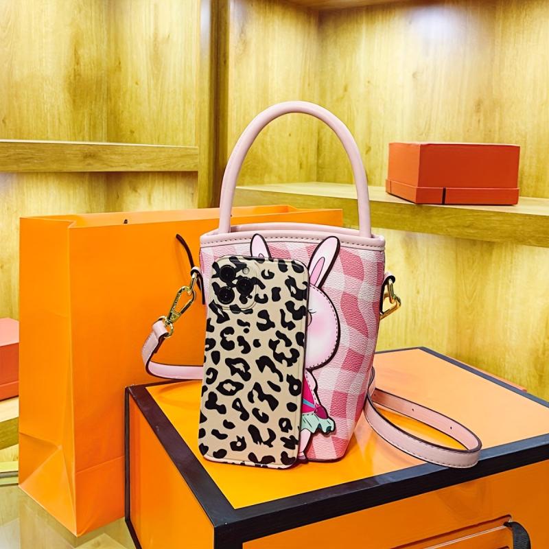 Mini Rabbit Decor Top Handle Satchel Crossbody Bag