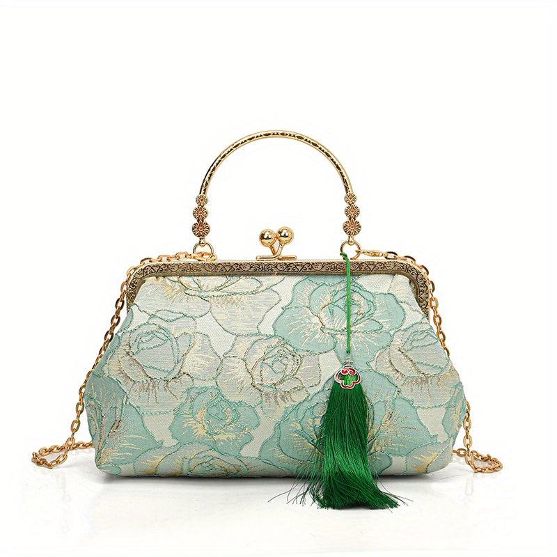 Hanfu Flower Embroidery Crossbody Bag Chinese Style Chain Purses