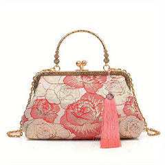 Hanfu Flower Embroidery Crossbody Bag Chinese Style Chain Purses