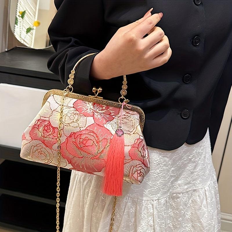 Hanfu Flower Embroidery Crossbody Bag Chinese Style Chain Purses