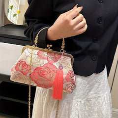 Hanfu Flower Embroidery Crossbody Bag Chinese Style Chain Purses