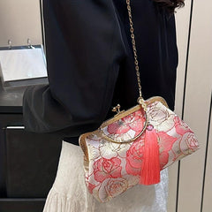 Hanfu Flower Embroidery Crossbody Bag Chinese Style Chain Purses