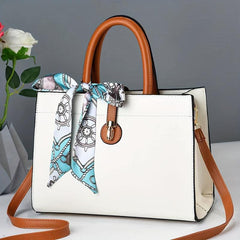 Scarf Decor Handbags Contrast Crossbody Bag Satchel Purses For Office