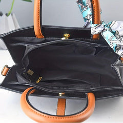 Scarf Decor Handbags Contrast Crossbody Bag Satchel Purses For Office