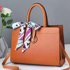 Scarf Decor Handbags Contrast Crossbody Bag Satchel Purses For Office