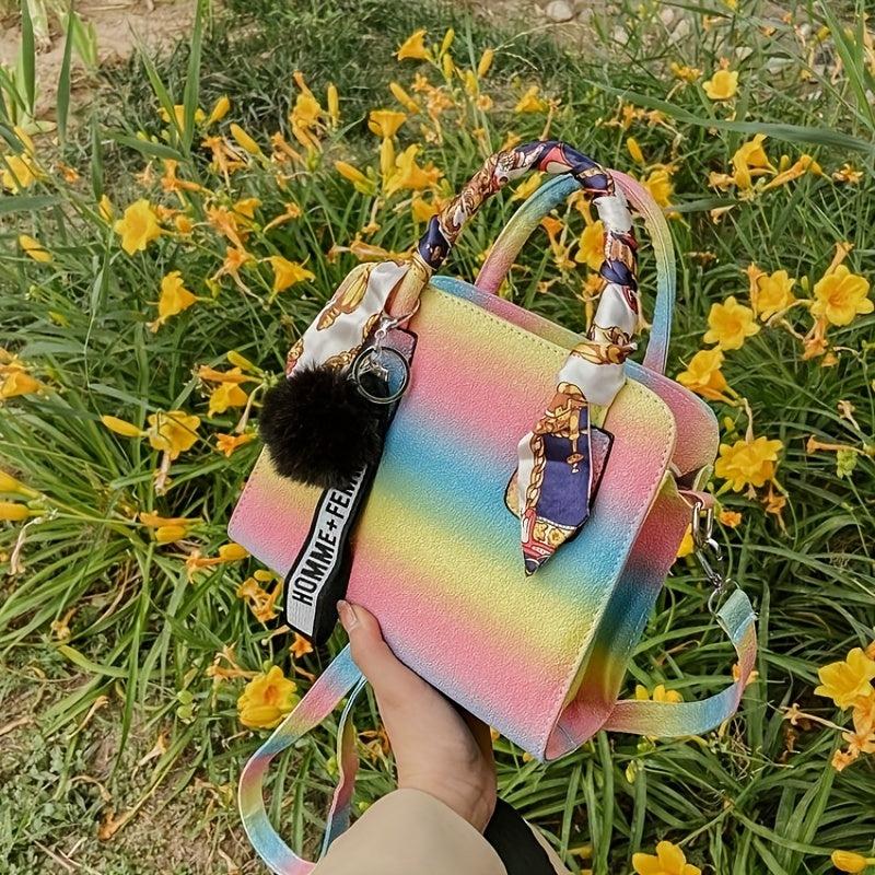 Rainbow Gradient Square Bag For Work