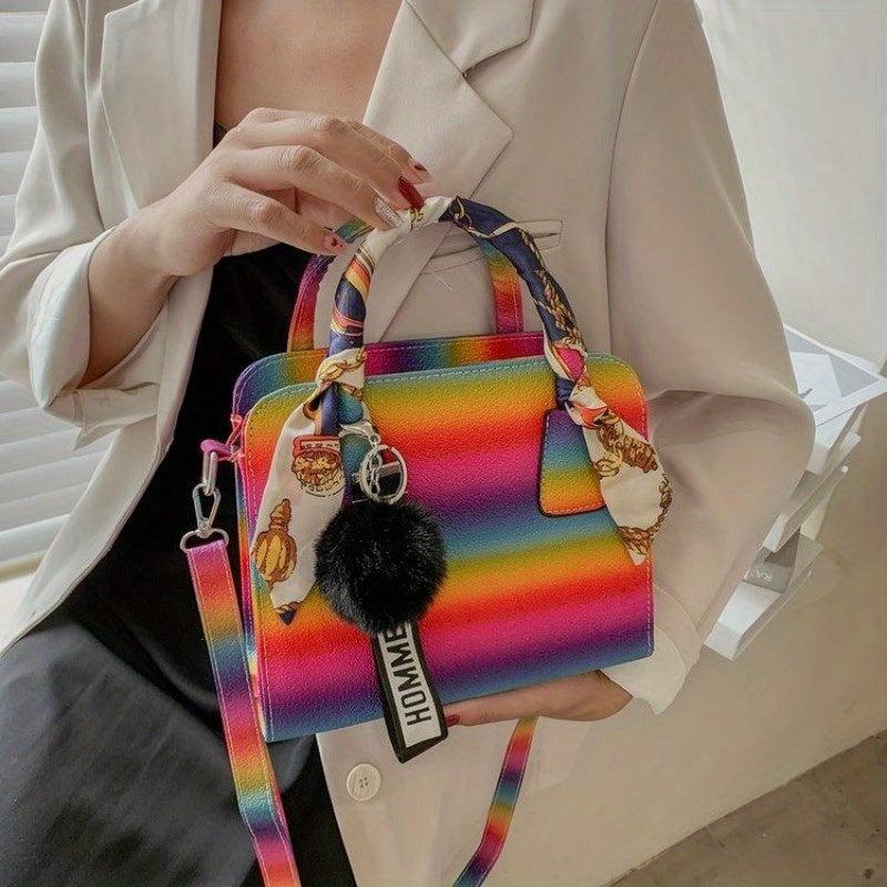 Rainbow Gradient Square Bag For Work