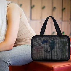 Portable Mesh Toiletry Wash Bag Leakage Swimming Bath Bag