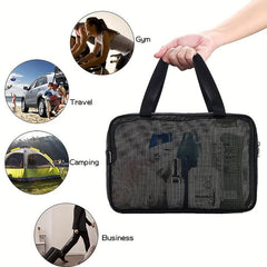 Portable Mesh Toiletry Wash Bag Leakage Swimming Bath Bag