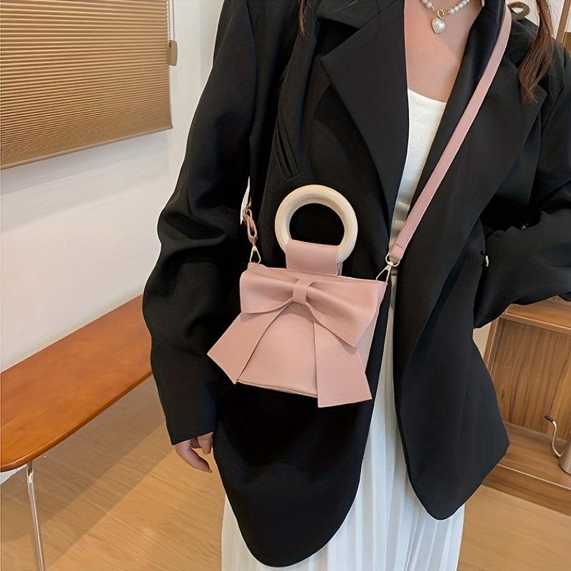 Pink Bowknot Handbag for Women Crossbody Clutch Purse