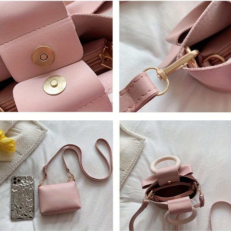 Pink Bowknot Handbag for Women Crossbody Clutch Purse